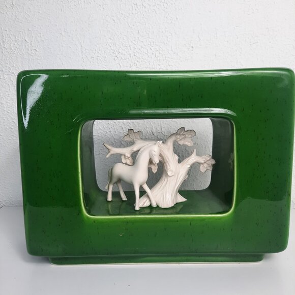 Vintage MCM Howard Pierce California USA Pottery Vase Bisque Horse Center #P-500 - Picture 6 of 13